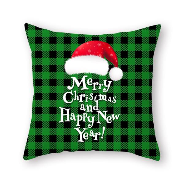 

Christmas Slogan Graphic Cushion Cover Without Filler, Multicolor