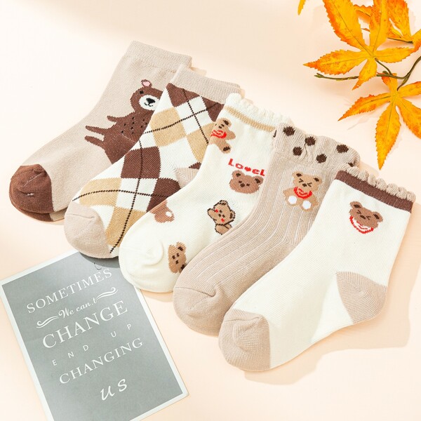 

5pairs Toddler Kids Cartoon Graphic Socks, Multicolor