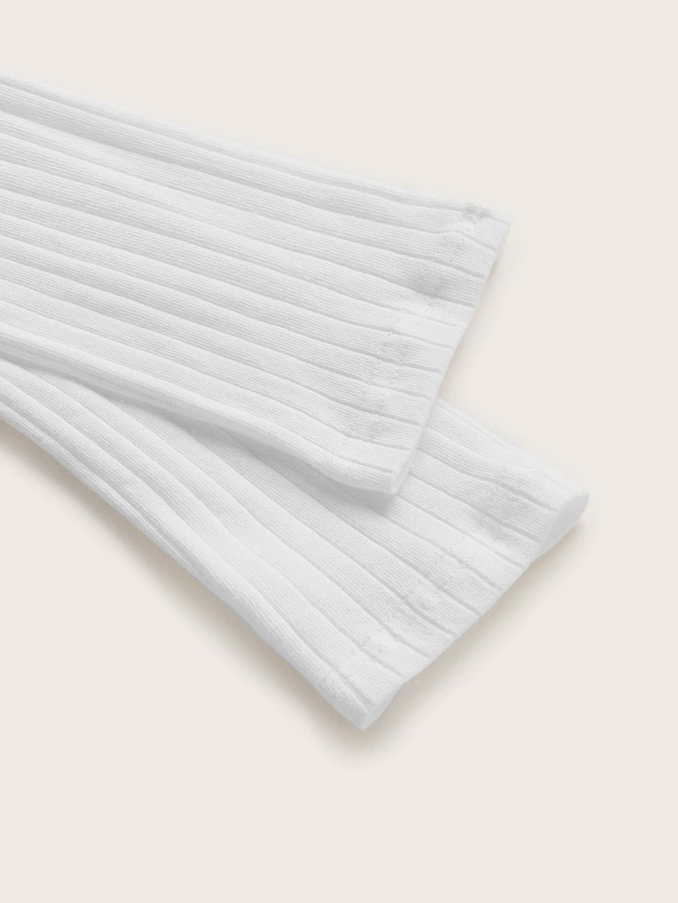 SHEIN EZwear 2入組高領羅紋針織T恤 - 黑與白 - 查看 3