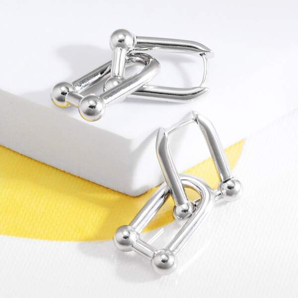 

Simple Metallic Drop Earrings, Silver