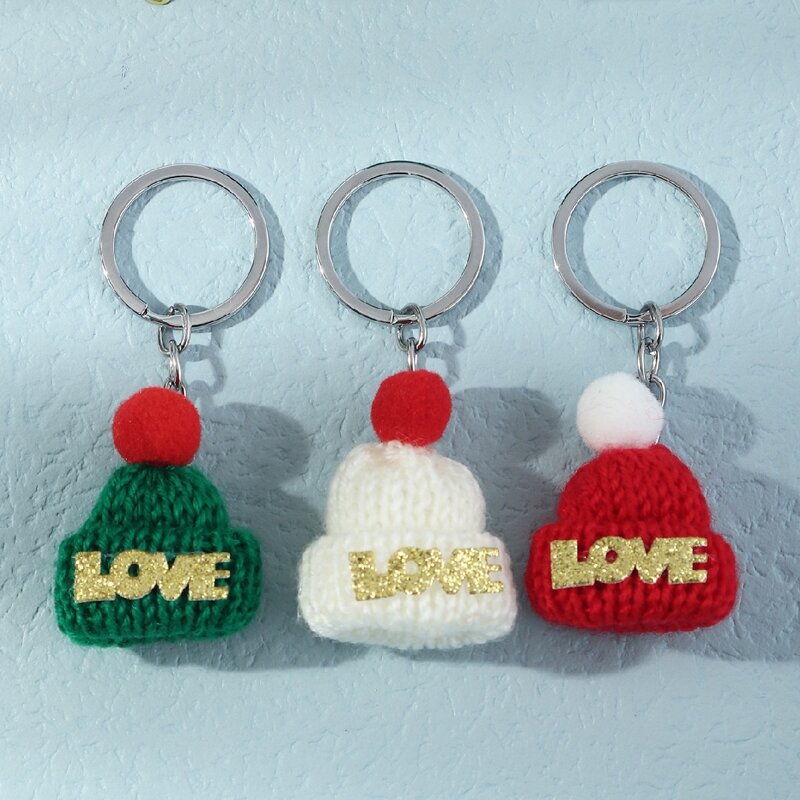 

3pcs Christmas Hat Decor Keychain, Multicolor