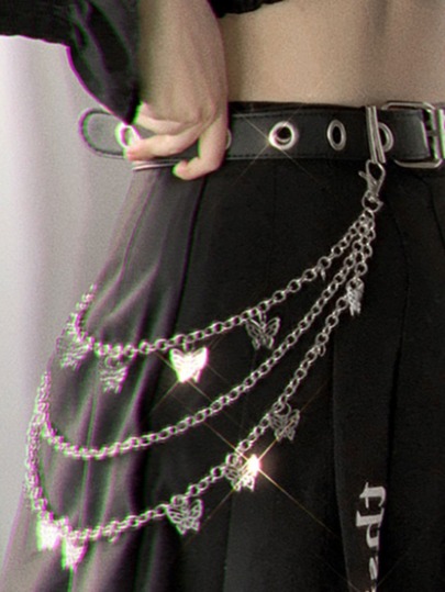 Butterfly Decor Layered Pant Chain