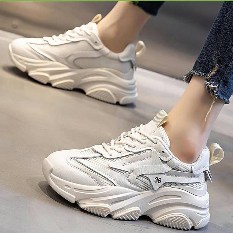 

Lace-up Front Mesh Panel Sneakers, White