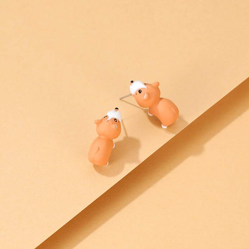 Dog Stud Earrings, Orange