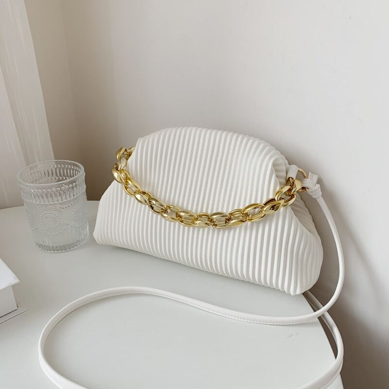 

Chain Satchel Bag, White