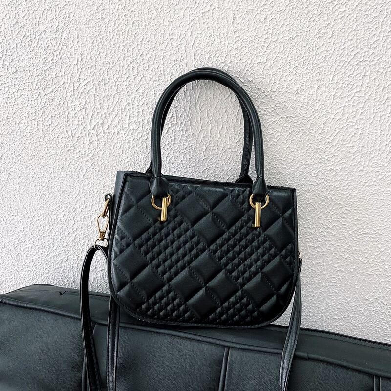 

Quilted Satchel Bag, Black