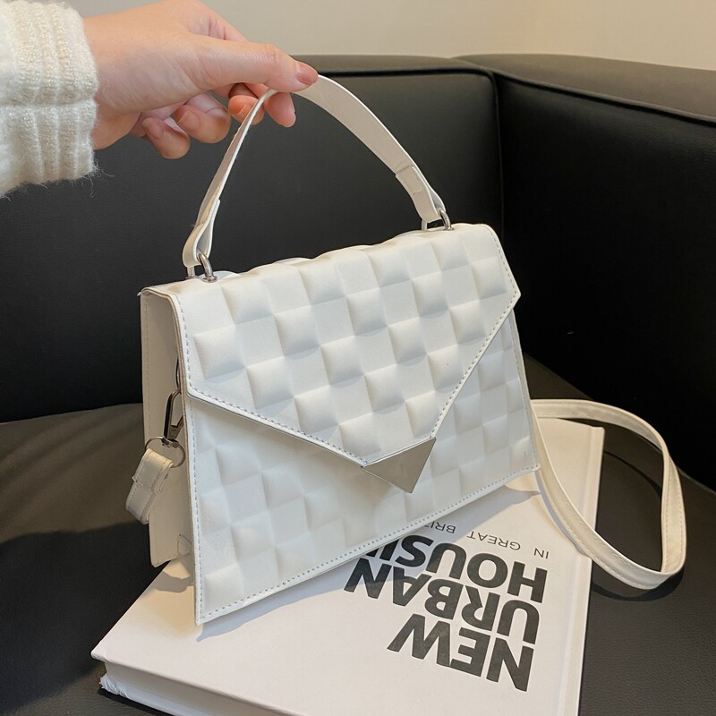 

Minimalist Flap Satchel Bag, White