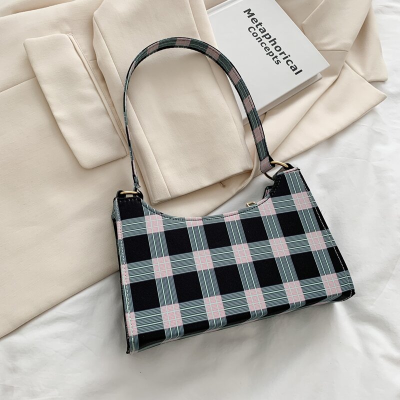 

Plaid Shoulder Bag, Black