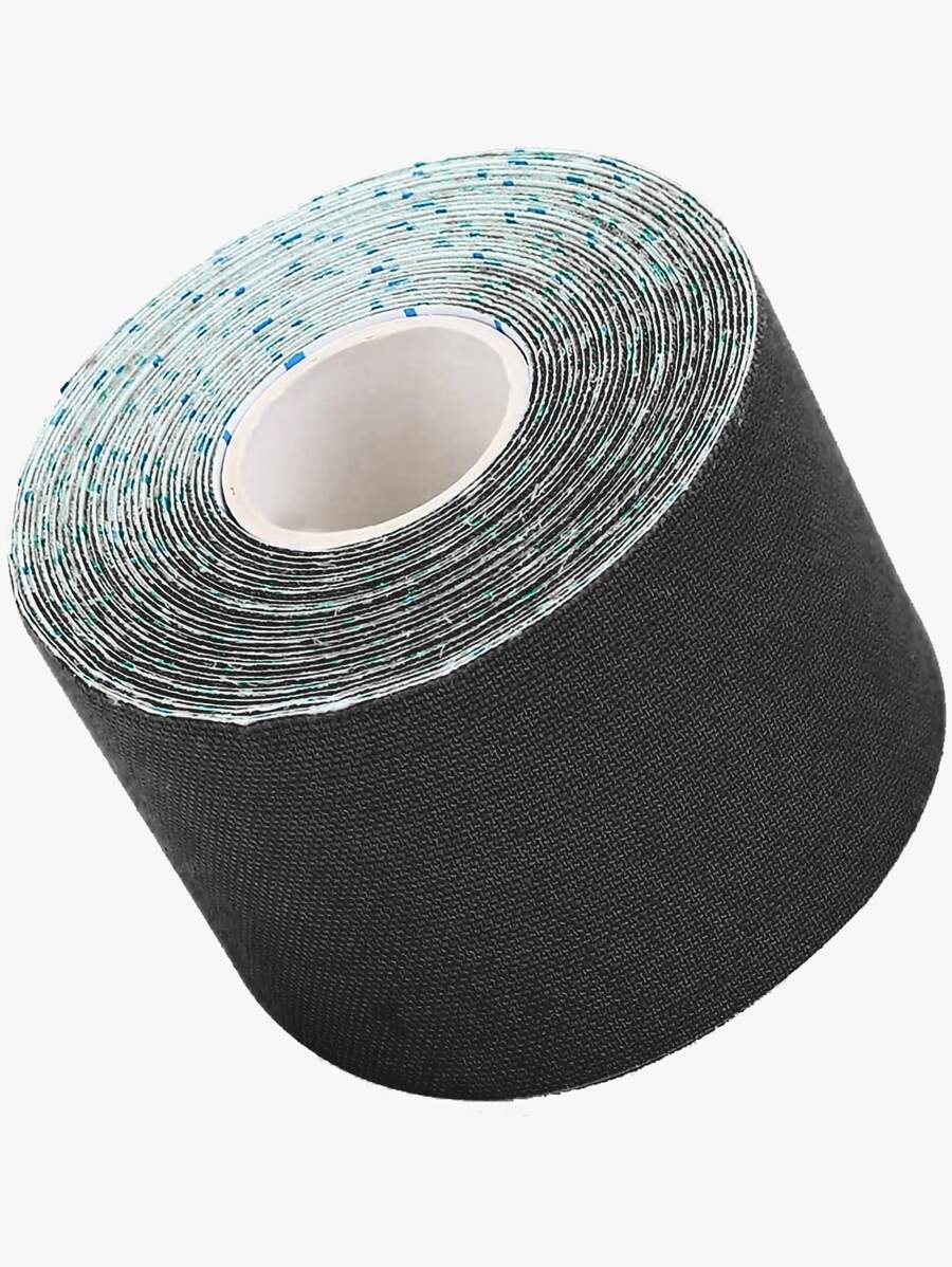 1 pieza cinta de kinesiología de vendaje muscular elástico funcional deportivo de 177 pulgadas - Negro - Ver 1