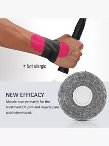 1 pieza cinta de kinesiología de vendaje muscular elástico funcional deportivo de 177 pulgadas - Negro - Ver 3