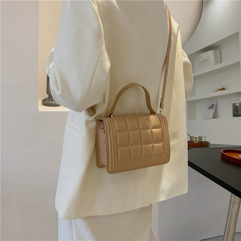 

Minimalist Flap Satchel Bag, Khaki