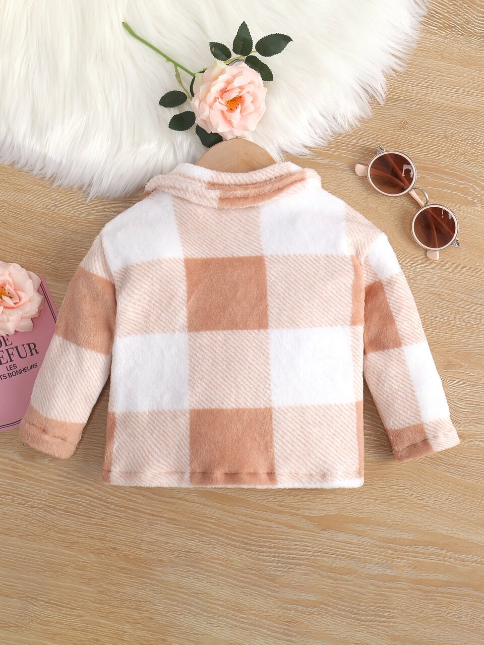 Baby Plaid Button Front Teddy Coat
