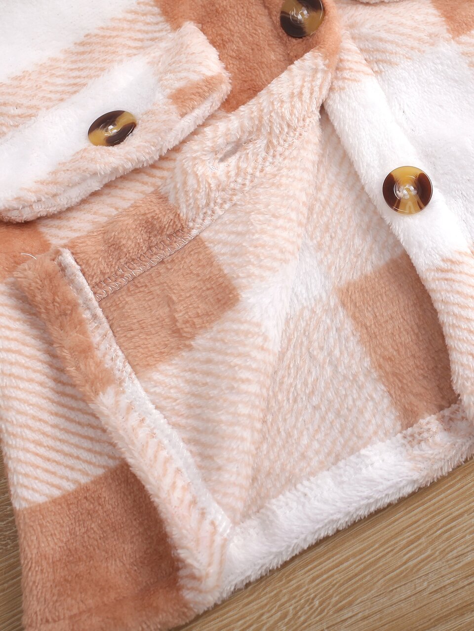 Baby Plaid Button Front Teddy Coat