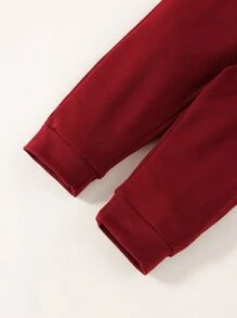 Baby Boy Lion And Crown Pullover & Joggers - Burgundy - View 5