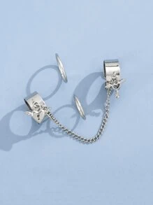 3入組鎖和鑰匙裝飾戒指 - 銀色 - 查看 2