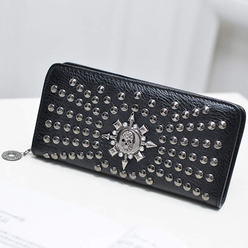 

Skull Decor Long Purse, Black