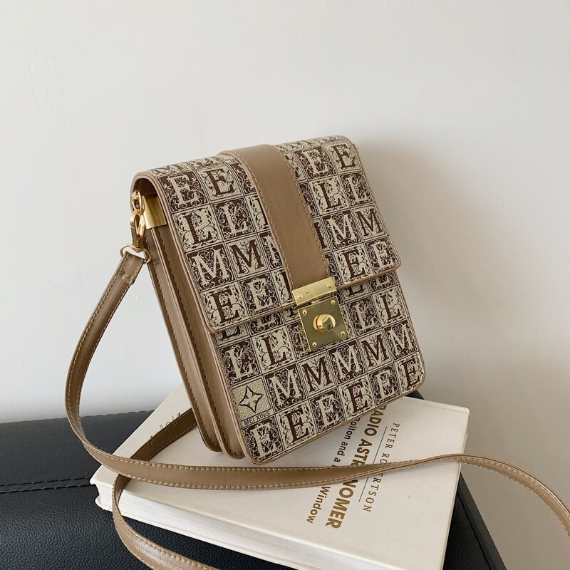 

All-over Print Crossbody Bag, Khaki