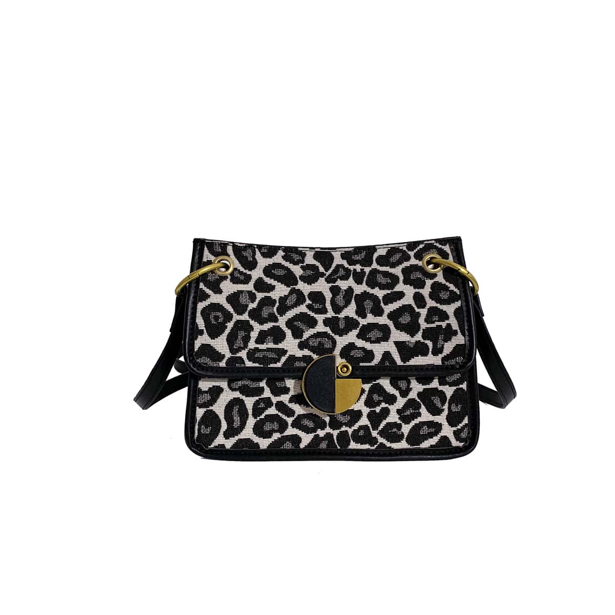 

Leopard Flap Crossbody Bag, Black
