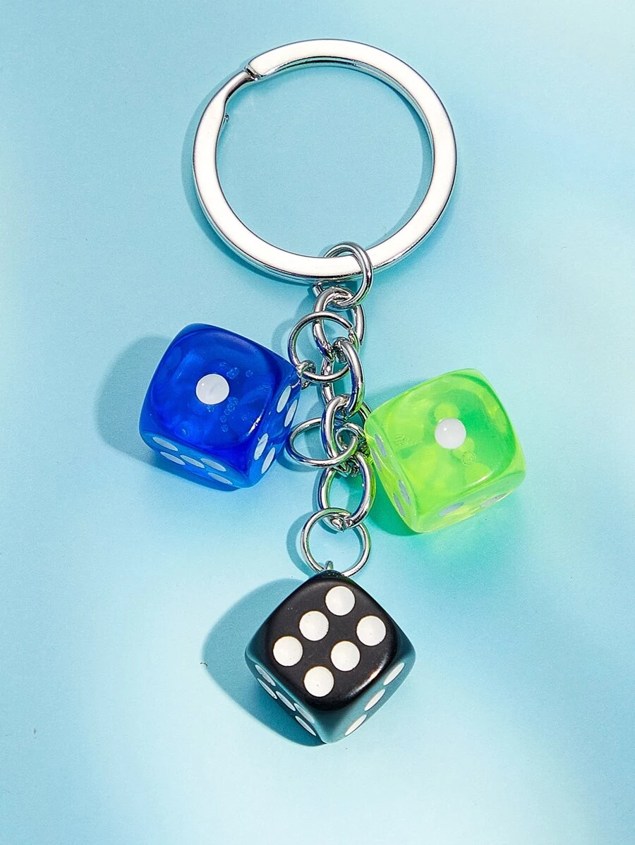 男士骰子吊墜鑰匙圈 - 彩色 - 查看 1