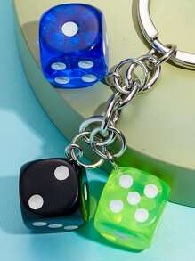 男士骰子吊墜鑰匙圈 - 彩色 - 查看 3