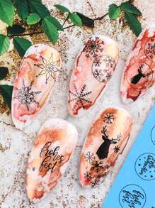 16sheets Christmas Pattern Sticker Nail Stickers DIY - Black - View 2