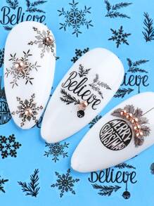 16sheets Christmas Pattern Sticker Nail Stickers DIY - Black - View 5