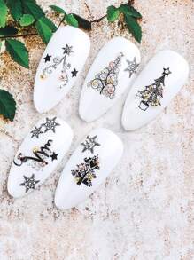 16sheets Christmas Pattern Sticker Nail Stickers DIY - Black - View 8