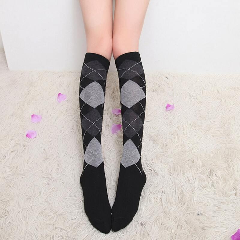 

Plaid Print Over The Calf Socks, Multicolor