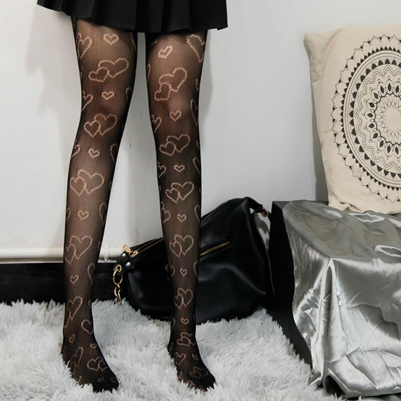 

Heart Graphic Tights, Black