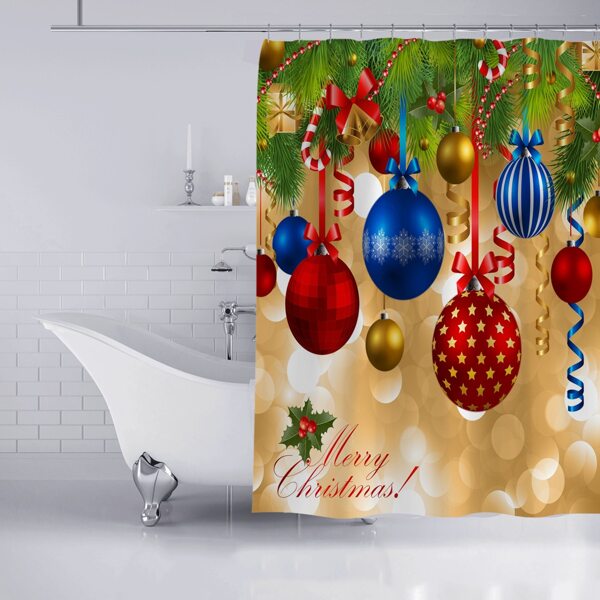 

Christmas Ball Print Shower Curtain, Multicolor
