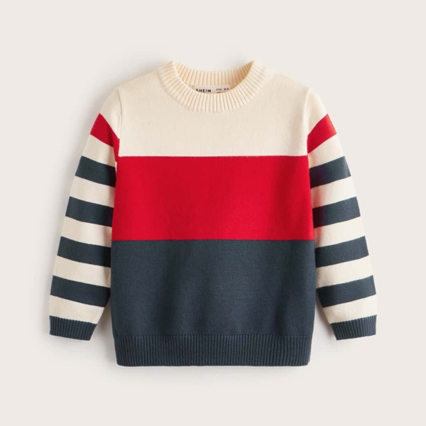 

Toddler Boys Striped Pattern Colorblock Sweater, Multicolor