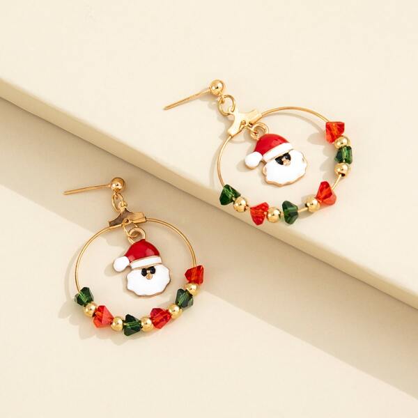 

Рождественские серьги-подвески с дедом мороза, Многоцветный