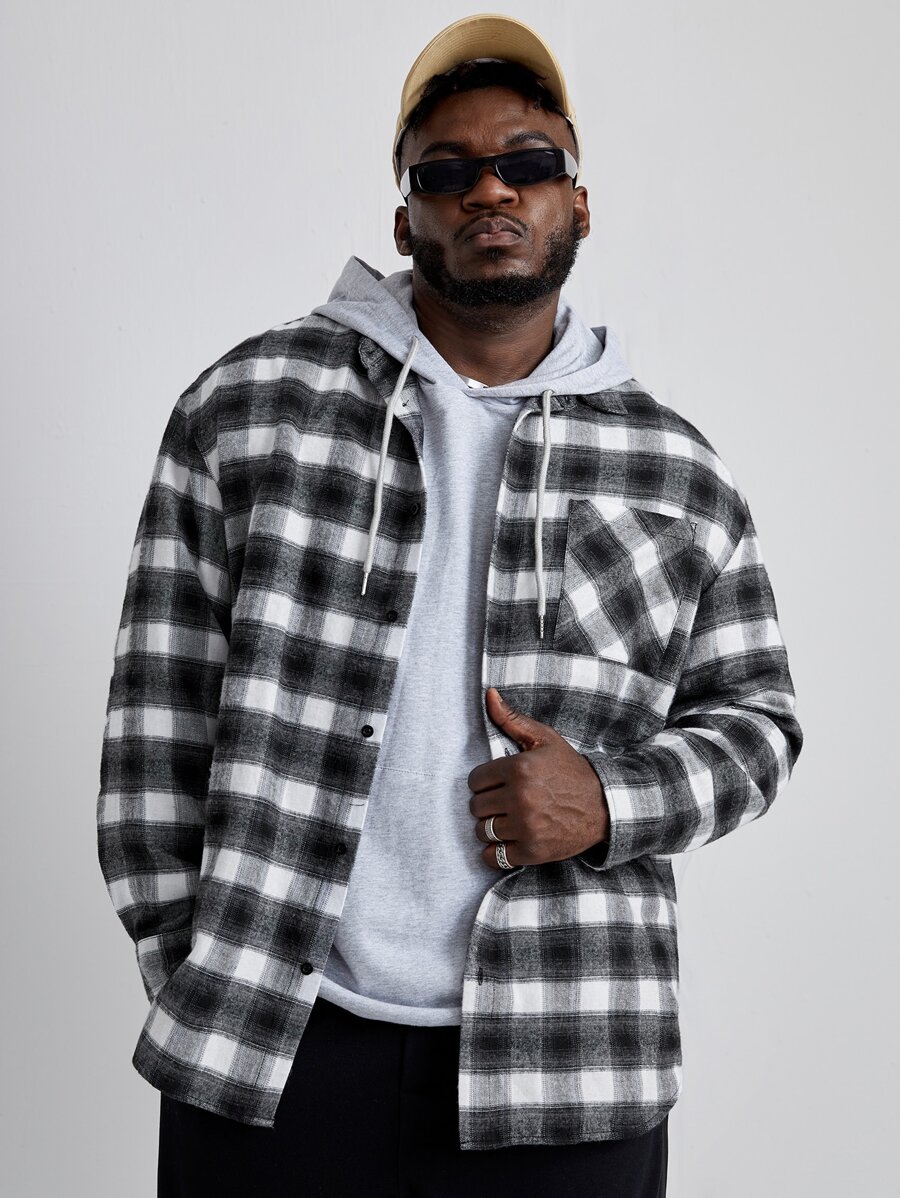 GENTILAND 格紋前口袋襯衫