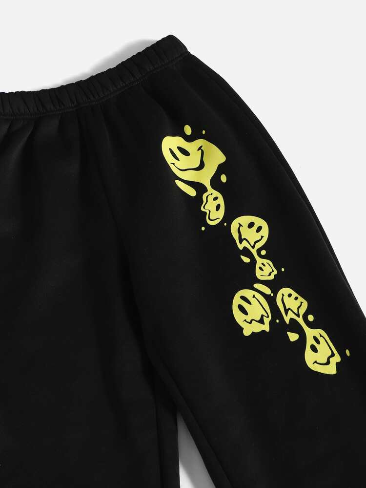 SHEIN Unity Cartoon Graphic Elastic Waist Joggers - Black - View 4