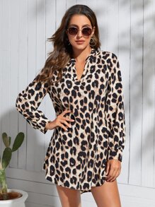 SHEIN Clasi Đầm Cao thấp Báo Giải trí - Nhiều màu - Xem 3