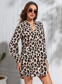 SHEIN Clasi Đầm Cao thấp Báo Giải trí - Nhiều màu - Xem 4