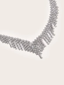 SHEIN SXY Rhinestone Tua trang trí vòng cổ - Bạc - Xem 4