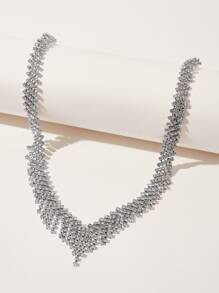 SHEIN SXY Rhinestone Tua trang trí vòng cổ - Bạc - Xem 5