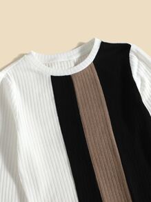 SHEIN Clasi Colour Block Ribbed Knit Bodysuit - Multicolor - View 4