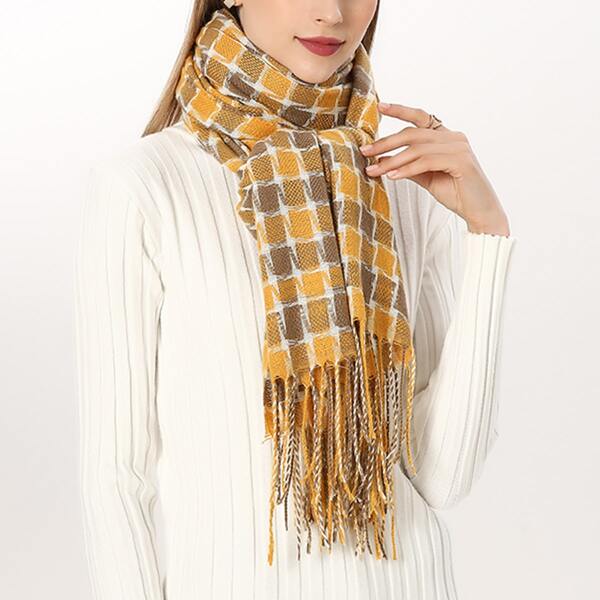 

Braided Tassel Decor Scarf, Multicolor