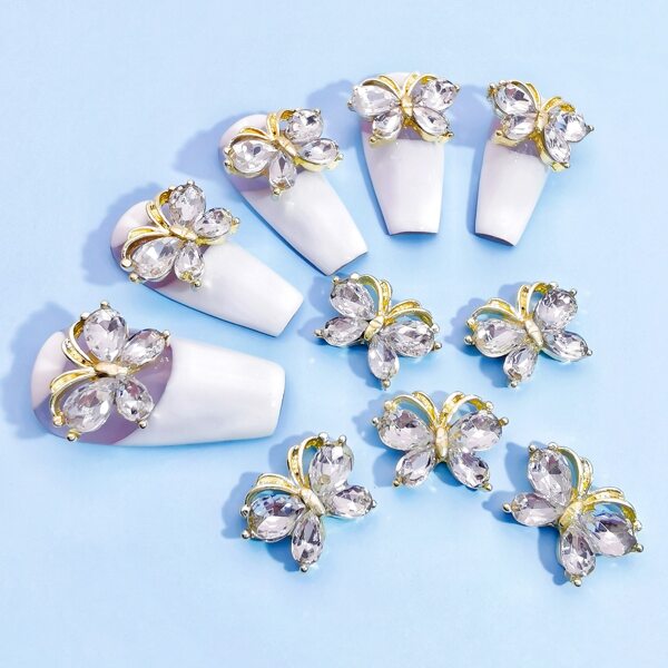 

10pcs Butterfly Shaped Nail Art Decoration, Gold