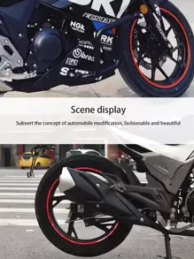 16 件 18 英寸车轮反光贴纸，夜光，适合骑行 - 紅色 - 查看 4