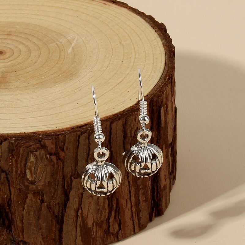 

Halloween Pumpkin Drop Earrings, Silver