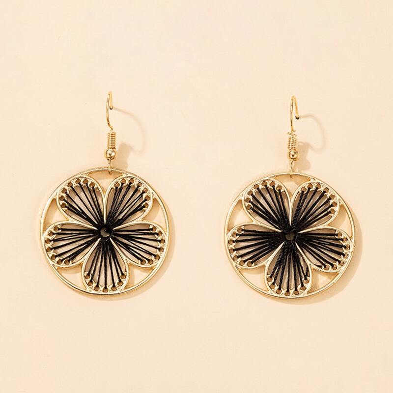 

Floral Drop Earrings, Black