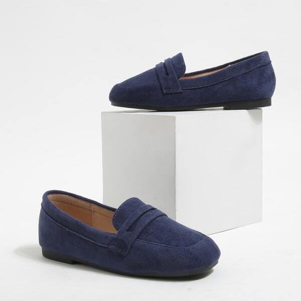 

Girls Suede Flat Loafers, Royal blue