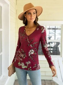 DEARCASE Camiseta tejido waffle con estampado floral - Multicolor - Ver 1