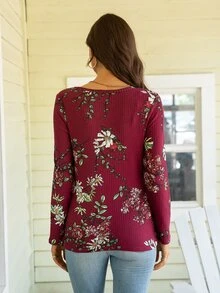 DEARCASE Camiseta tejido waffle con estampado floral - Multicolor - Ver 2
