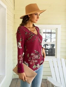DEARCASE Camiseta tejido waffle con estampado floral - Multicolor - Ver 4