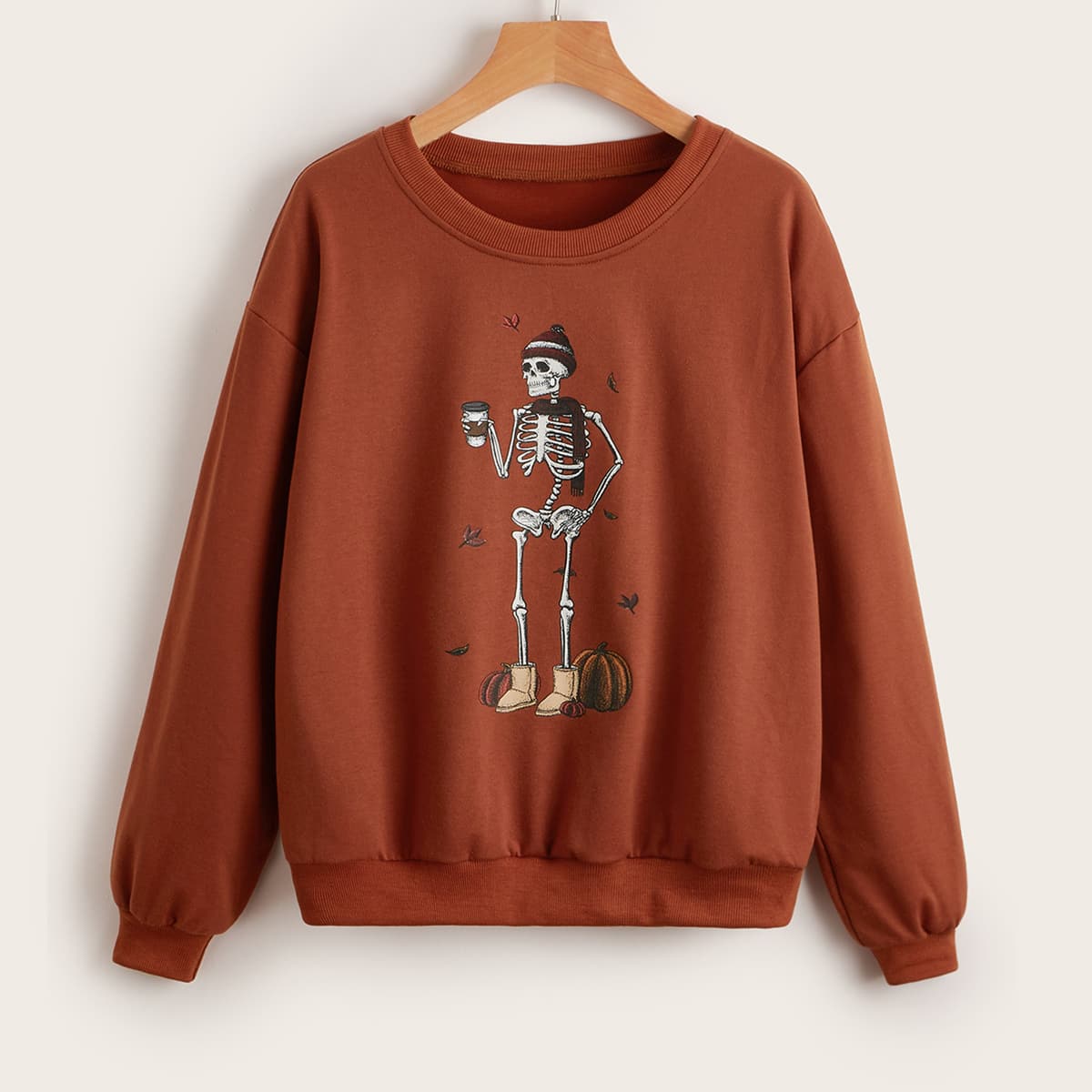 

Skull & Pumpkin Graphic Sweatshirt, Burnt orange