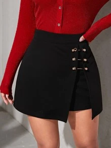 Firerie Falda con hebilla con diseño metálico de cintura alta - Negro - Ver 1